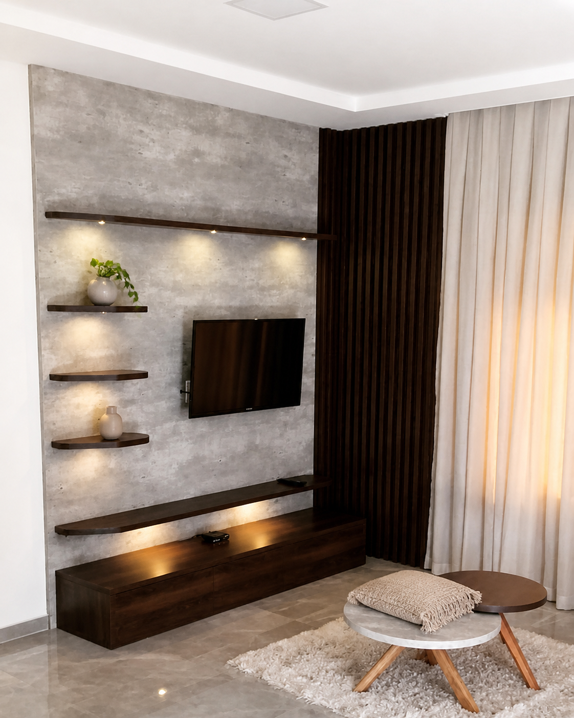 Projeto Mogiana: Living com texturas